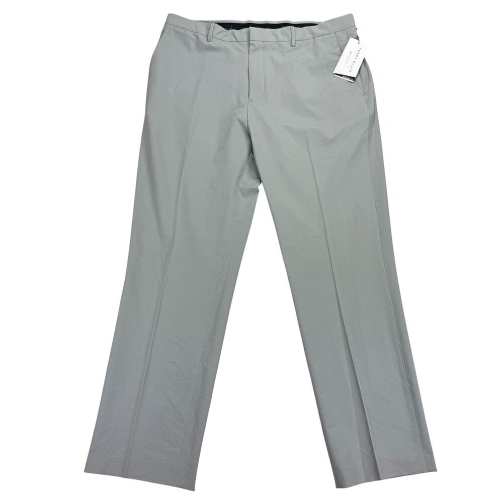 Perry Ellis Mens Modern Fit Stretch Solid Resolution Dress Pants Gray 36x32